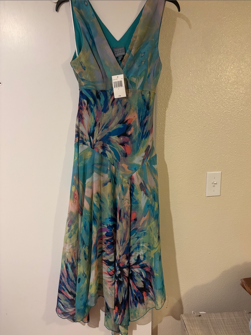 Rabbit Rabbit Rabbit Floral Watercolor Midi Dress in Blue, Green and Pink